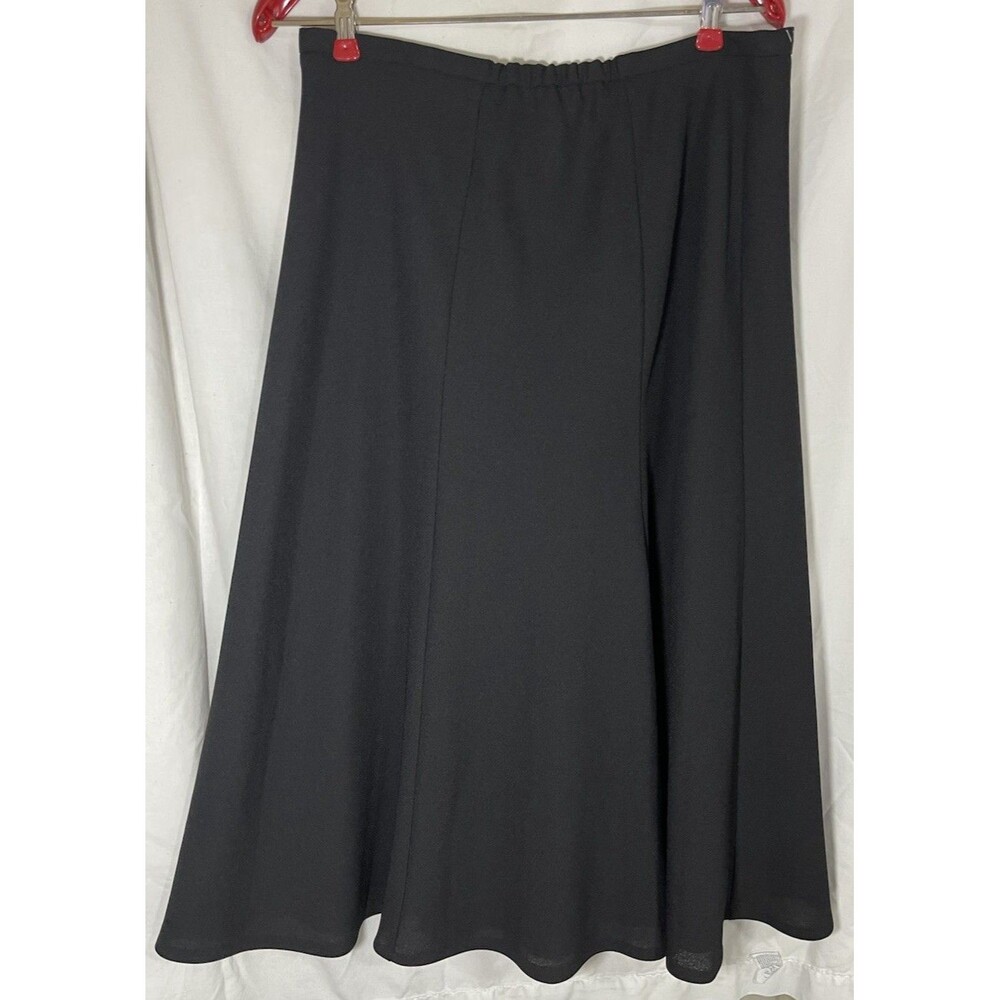 Karen Scott Black A-Line Midi Skirt - Size 14 - Elastic Waist & Lined